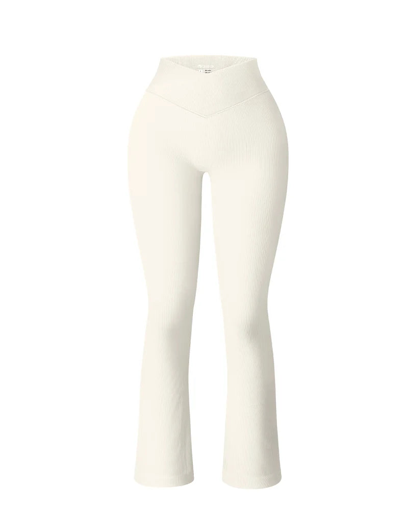 بنطلون يوجا نسائي بنطلون واسع جدًا لشد الخصر ورفع الورك يُظهر مرونة عالية وجيد التهوية وملابس رياضية غير رسمية للصالة الرياضية