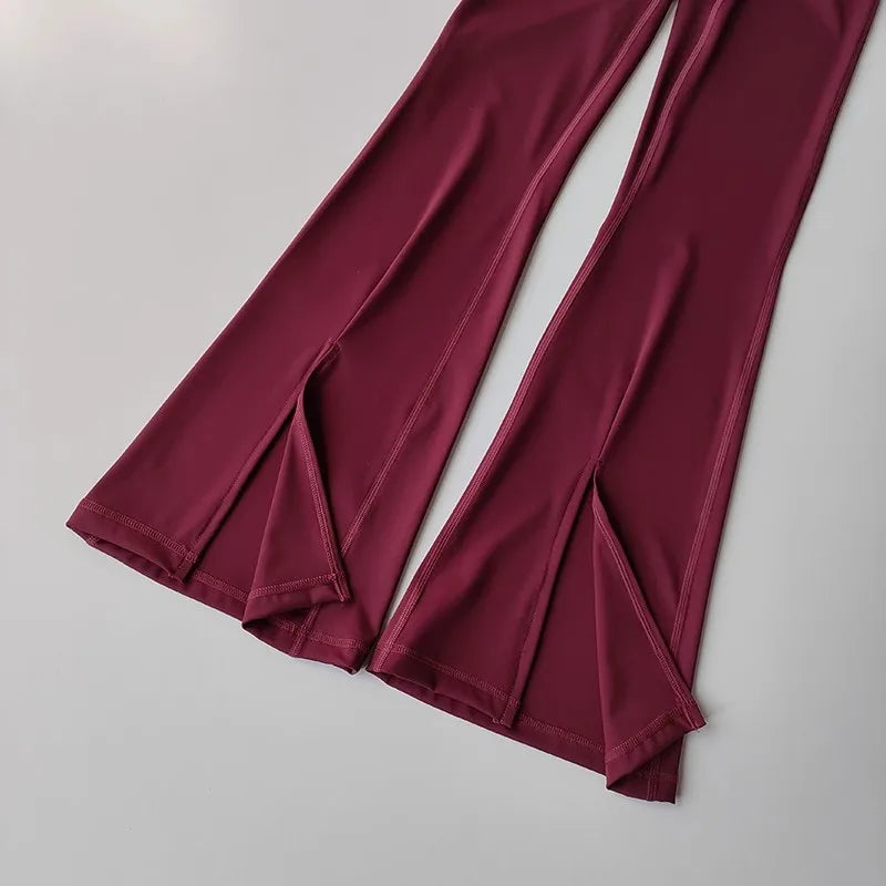 بنطلون رياضي نسائي ضيق لليوجا بخصر عالٍ وواسع الساق بنطلون رياضي ضيق لليوجا بفتحة جرس قابلة للتهوية