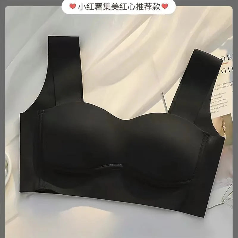 قطعة واحدة من حمالة الصدر المريحة للنساء من الحرير الجليدي الصيفي على شكل صدرية ملابس داخلية للفتيات بدون أسلاك مجمعة قطعة واحدة حمالة صدر رافعة للأعلى