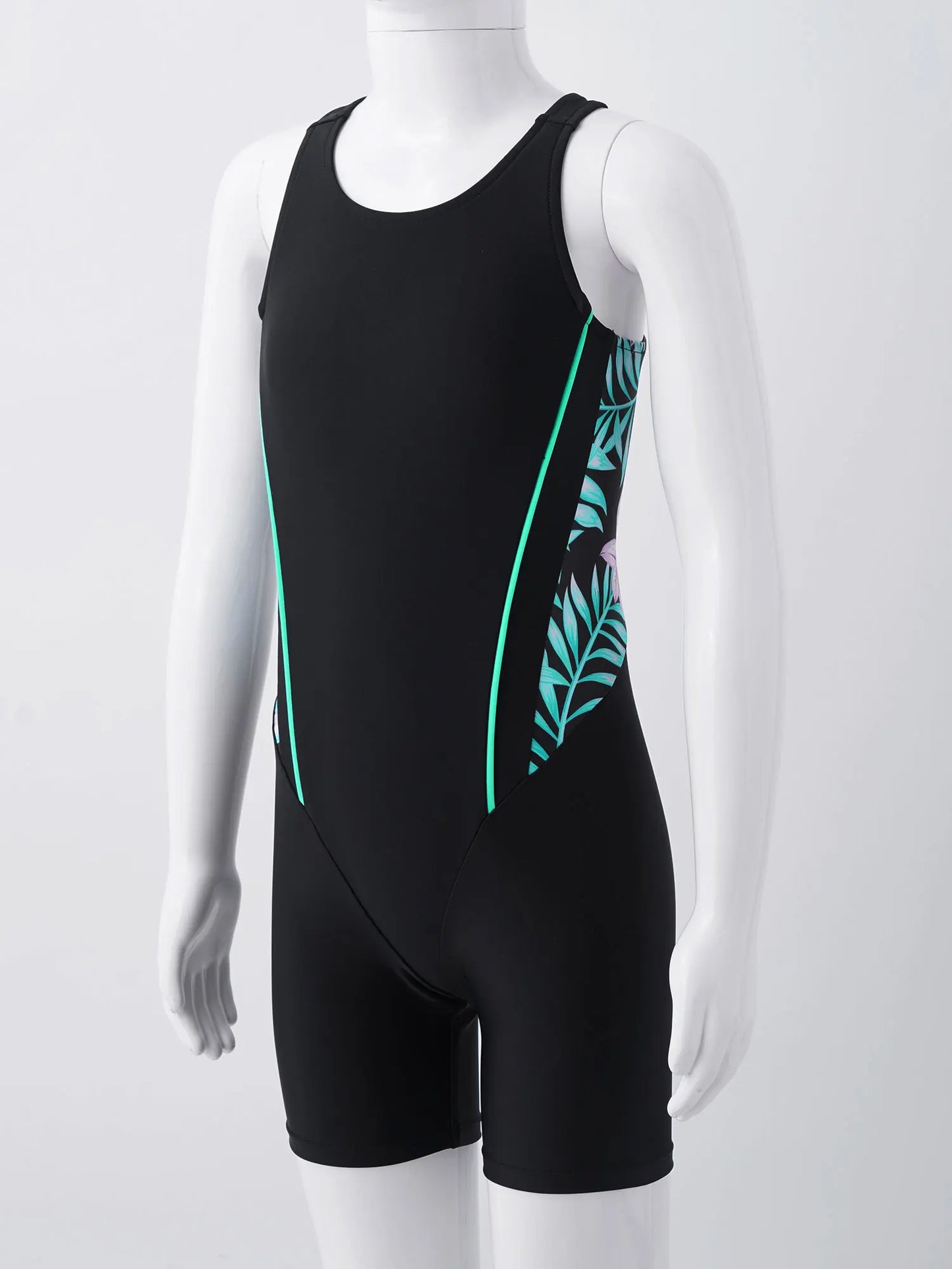 بدلة سباحة للأطفال البنات بدون أكمام قطعة واحدة بدلة سباحة رياضية قصيرة واقية من الطفح الجلدي بدلة سباحة لركوب الأمواج بدلة جسم 