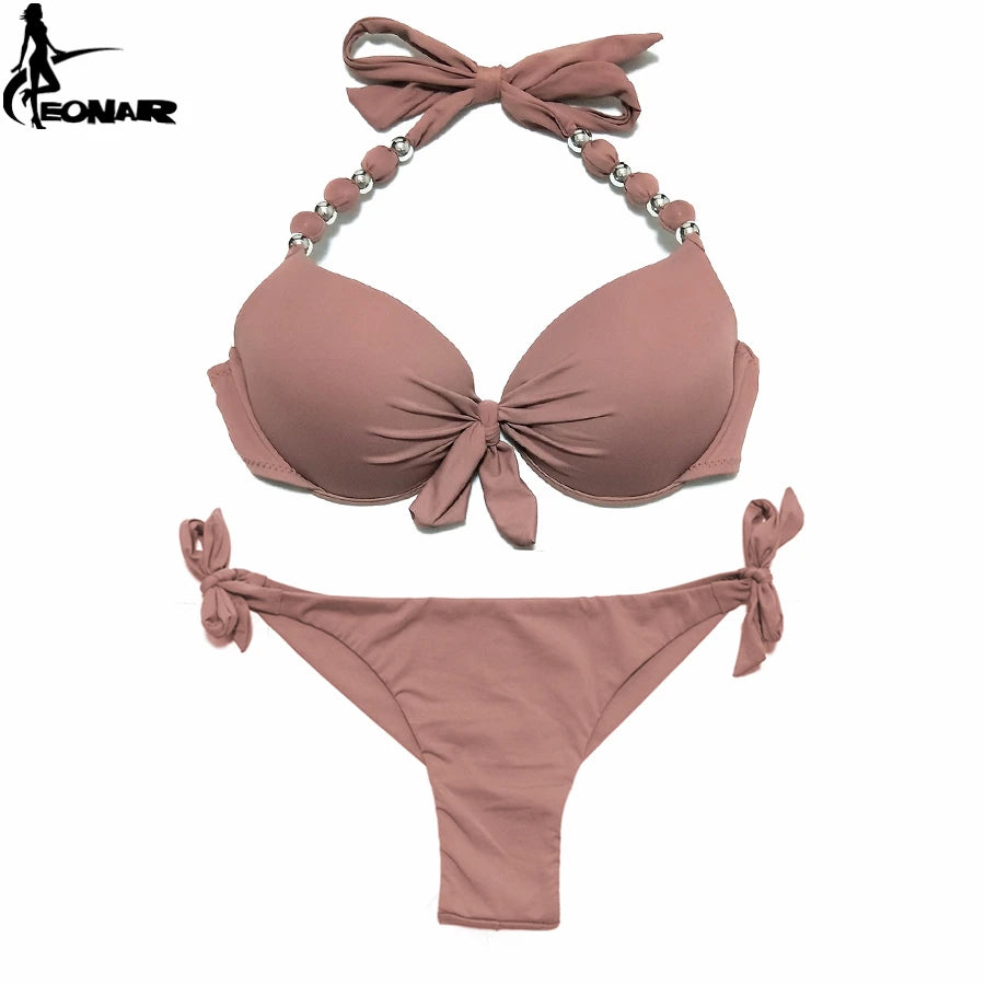 EONAR Push Up Bikini Women Bandage Swimsuits Brazilian Cut Bottom Bikini Set Bathing Suits maillot de bain femme Swimwear 