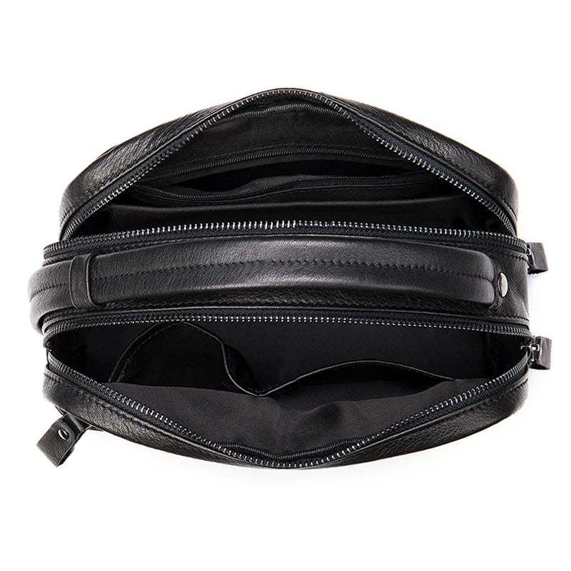 حقيبة يد رجالية من جلد البقر الناعم، فائقة النعومة، بسعة كبيرة، قابلة للغسل، حقيبة يد جلدية كاجوال، حقيبة كلاتش للرجال، سوداء اللون 