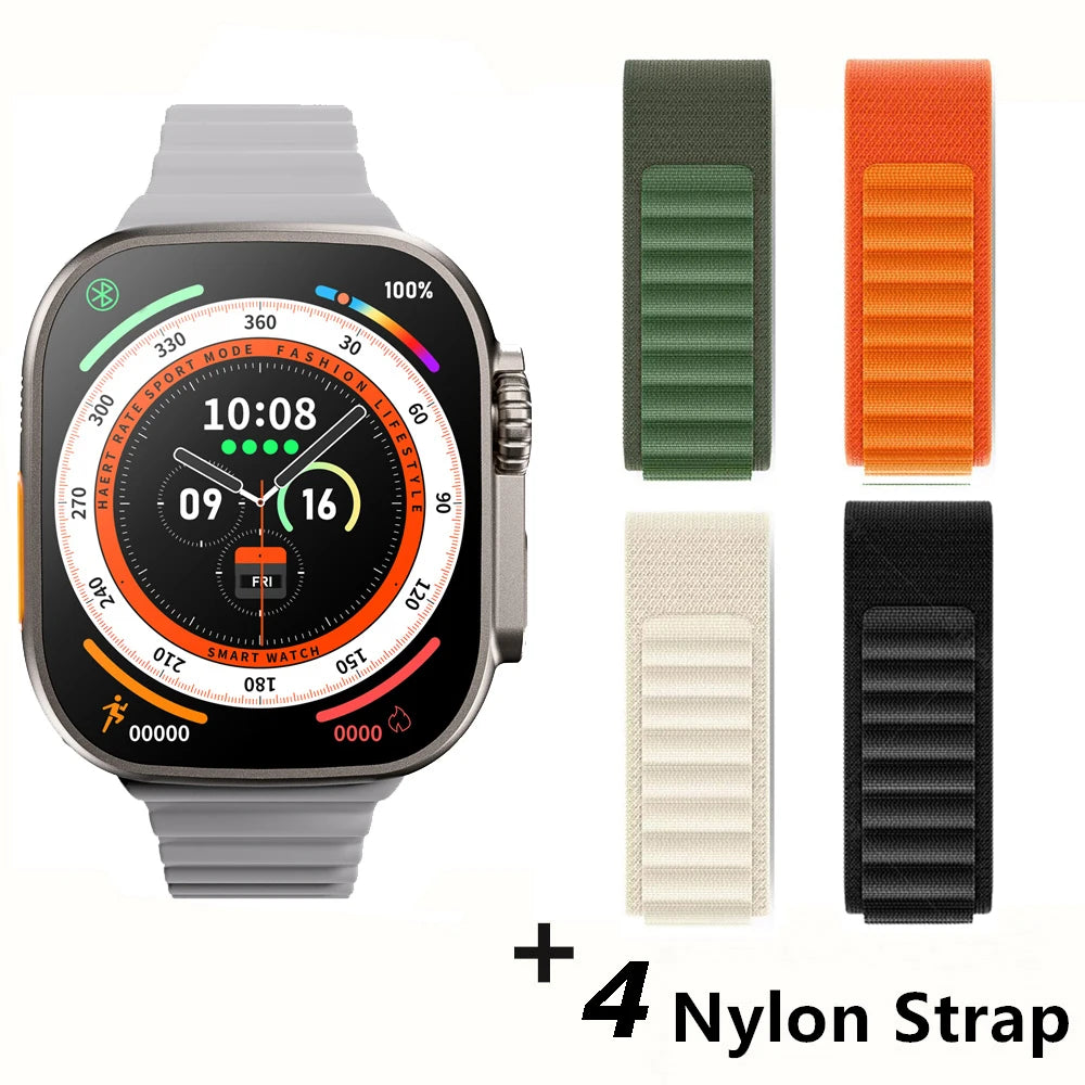 لساعة Apple الذكية 10 ultra x 3 Pro MAX Gen2 مقاس 49 مم وشاشة AMOLED ومعدل تحديث وشحن لاسلكي للرجال والنساء للرياضة 