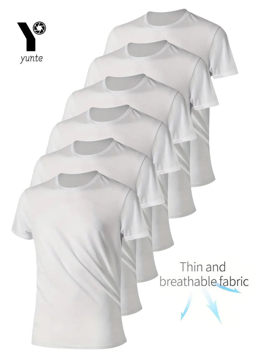 6 تيشيرتات رجالية سريعة الجفاف، جديدة للرياضة والجيم. 