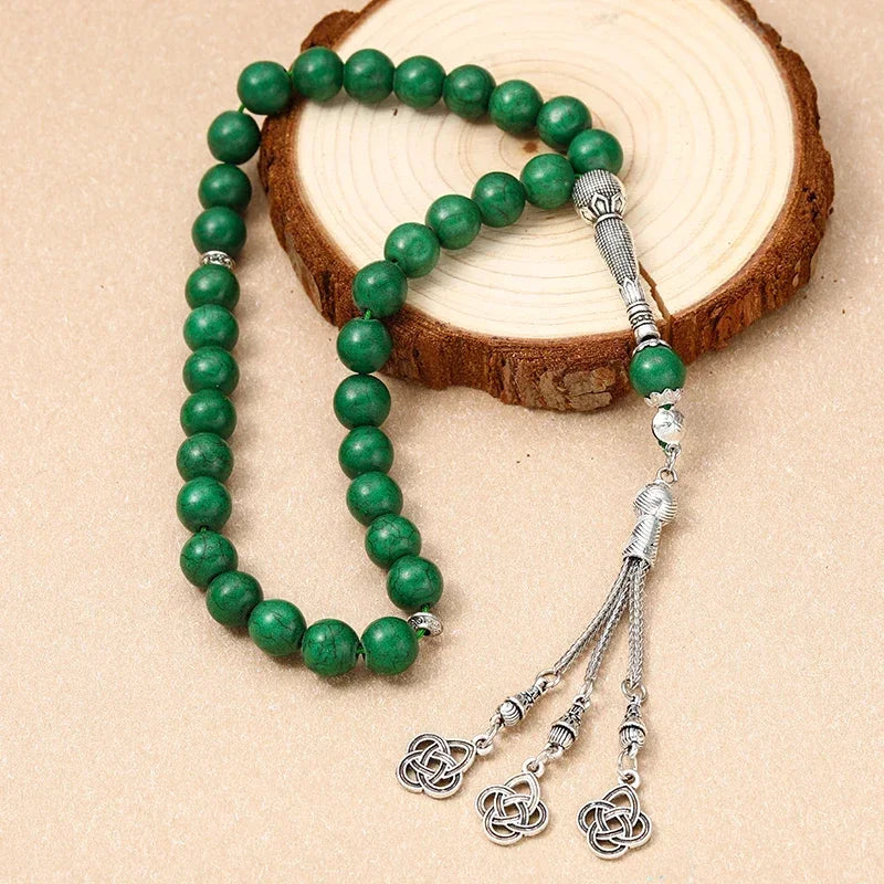 مسبحة صلاة إسلامية جديدة مقاس 8 سم، 33 حبة سوداء من حصوات المرارة، خرز تسبيح إسلامي، خيط عربي، إكسسوارات مهرجانات للرجال والنساء في تركيا 