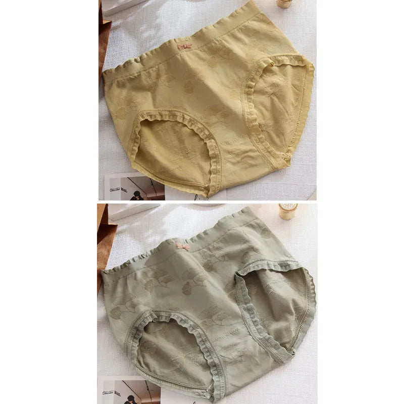 قطعتان من الملابس الداخلية النسائية ذات الحواف المتموجة من الدانتيل، مقاس كبير، ملابس داخلية مريحة وقابلة للتنفس ومرنة للبنات، مقاس كبير 