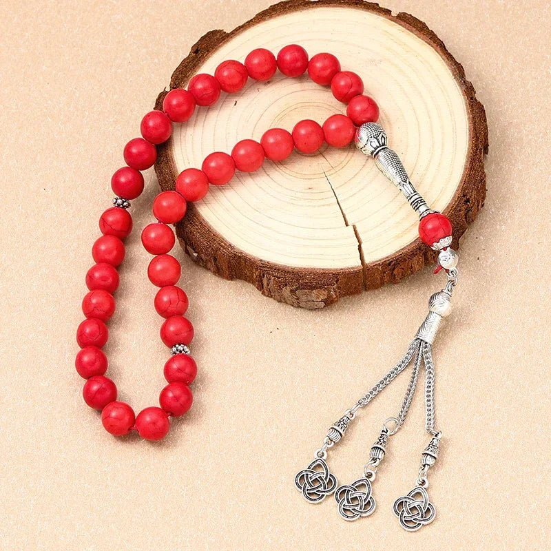 مسبحة صلاة إسلامية جديدة مقاس 8 سم، 33 حبة سوداء من حصوات المرارة، خرز تسبيح إسلامي، خيط عربي، إكسسوارات مهرجانات للرجال والنساء في تركيا 