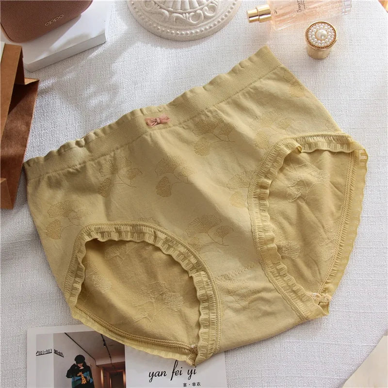 قطعتان من الملابس الداخلية النسائية ذات الحواف المتموجة من الدانتيل، مقاس كبير، ملابس داخلية مريحة وقابلة للتنفس ومرنة للبنات، مقاس كبير 