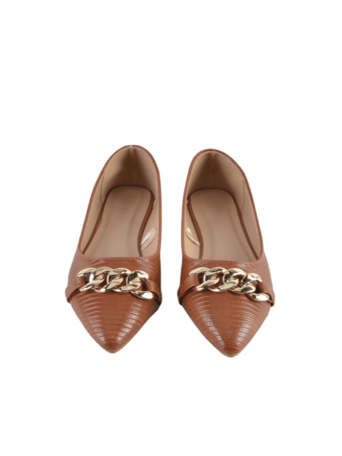 حذاء نسائي مسطح سهل الارتداء مزين بسلسلة أنيقة مناسب للمكتب والمناسب للخارج 