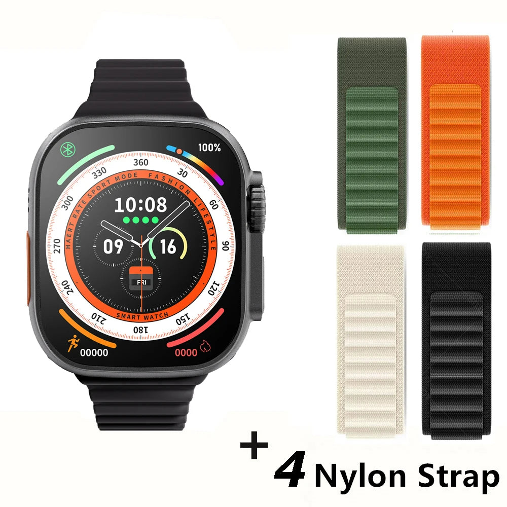 لساعة Apple الذكية 10 ultra x 3 Pro MAX Gen2 مقاس 49 مم وشاشة AMOLED ومعدل تحديث وشحن لاسلكي للرجال والنساء للرياضة 