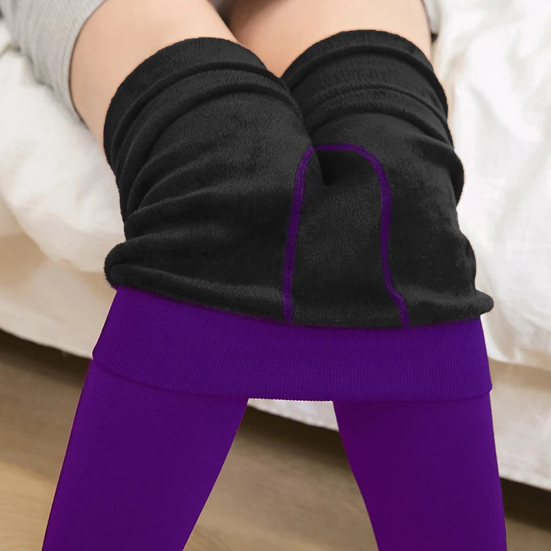 بنطلون رياضي نسائي جديد للشتاء لعام 2024، جوارب رياضية عالية الخصر، بلون سادة، بنطلون ضيق مريح ودافئ 