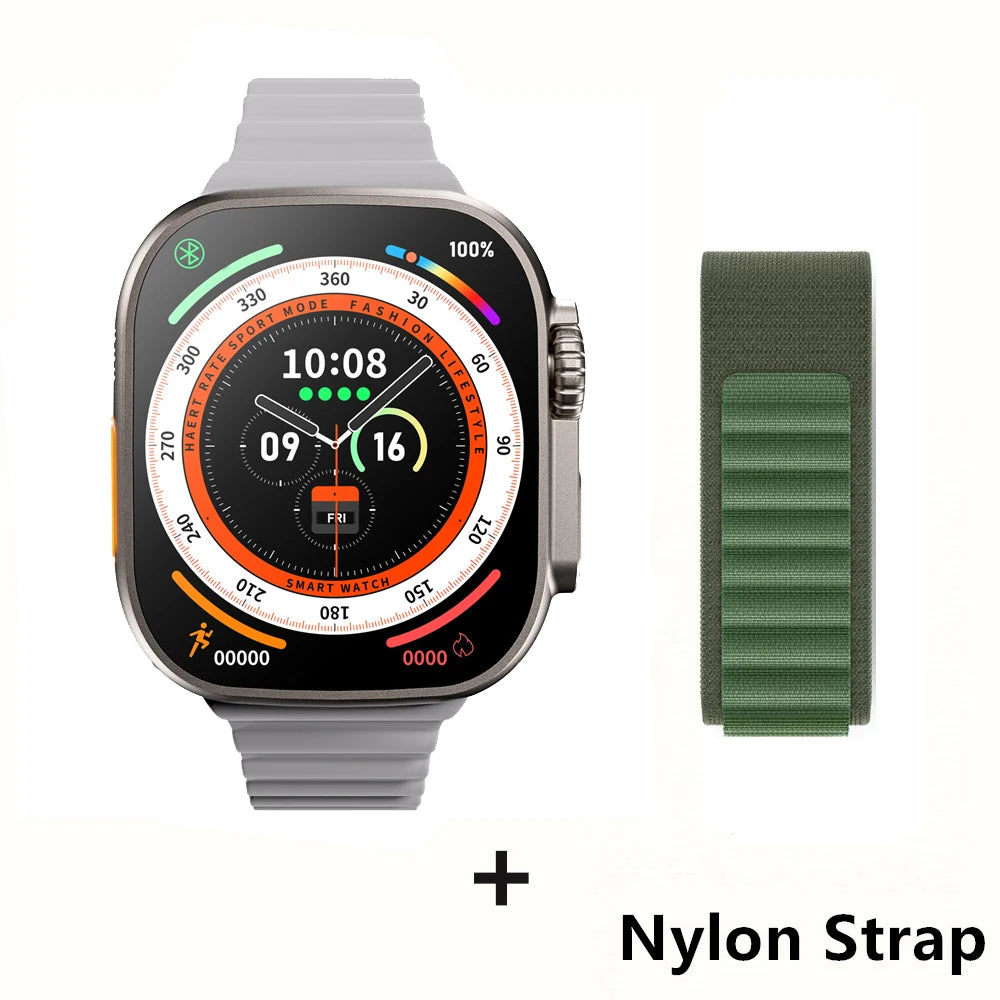 لساعة Apple الذكية 10 ultra x 3 Pro MAX Gen2 مقاس 49 مم وشاشة AMOLED ومعدل تحديث وشحن لاسلكي للرجال والنساء للرياضة 