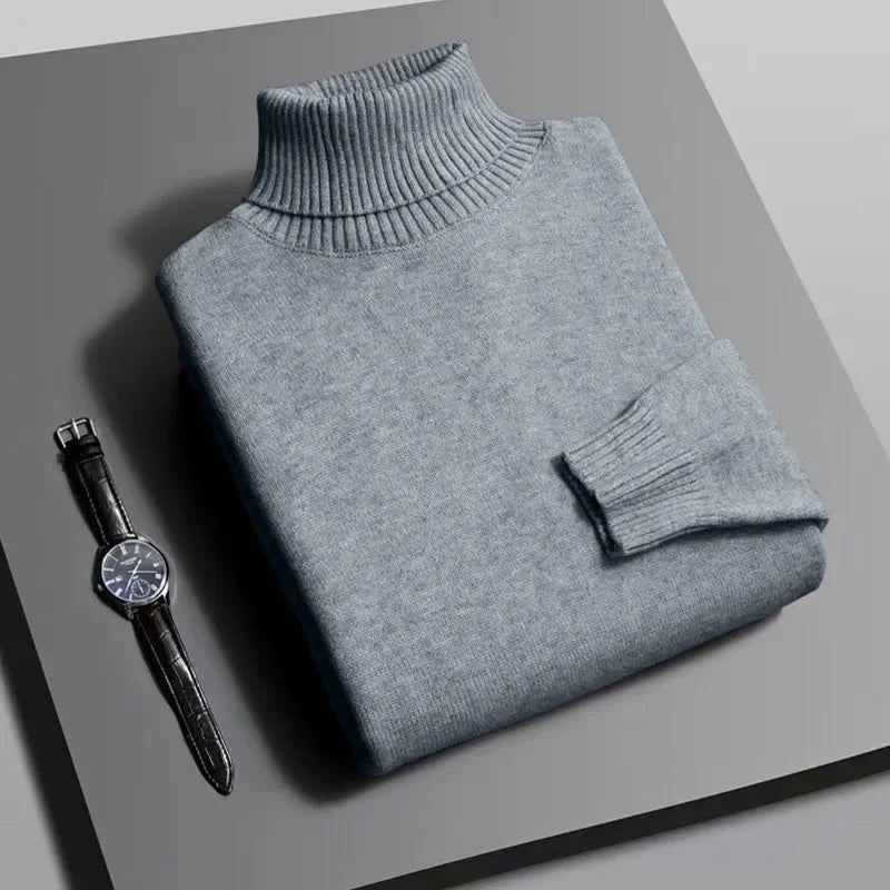 سترة رجالي خريفية عالية الجودة محبوكة برقبة مدورة بأكمام طويلة وقصّة ضيقة ومضادة للوبر بلون سادة ملابس الشارع للرجال 