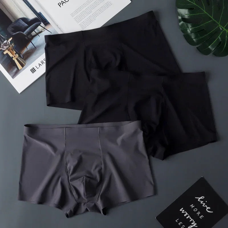 3 قطع ملابس داخلية رجالية عالية الجودة من الحرير الجليدي صيفية رقيقة قابلة للتنفس بدون درزات سراويل داخلية مثيرة للرجال مقاس كبير 