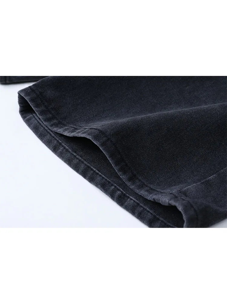 شورت جينز نسائي صيفي 2025 بخصر عالٍ من قماش الدنيم، فضفاض غير رسمي، مقاس كبير، ملابس الشارع، جينز قصير بأزرار واسعة الساق للنساء 