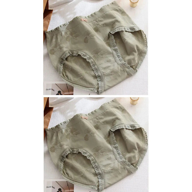 قطعتان من الملابس الداخلية النسائية ذات الحواف المتموجة من الدانتيل، مقاس كبير، ملابس داخلية مريحة وقابلة للتنفس ومرنة للبنات، مقاس كبير 