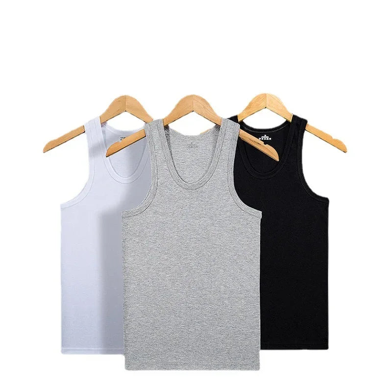 قميص لياقة بدنية رجالي بدون أكمام من القطن الخالص الممتاز، ملابس داخلية مريحة، قميص منزلي، ملابس داخلية جيدة التهوية وصديقة للبشرة 