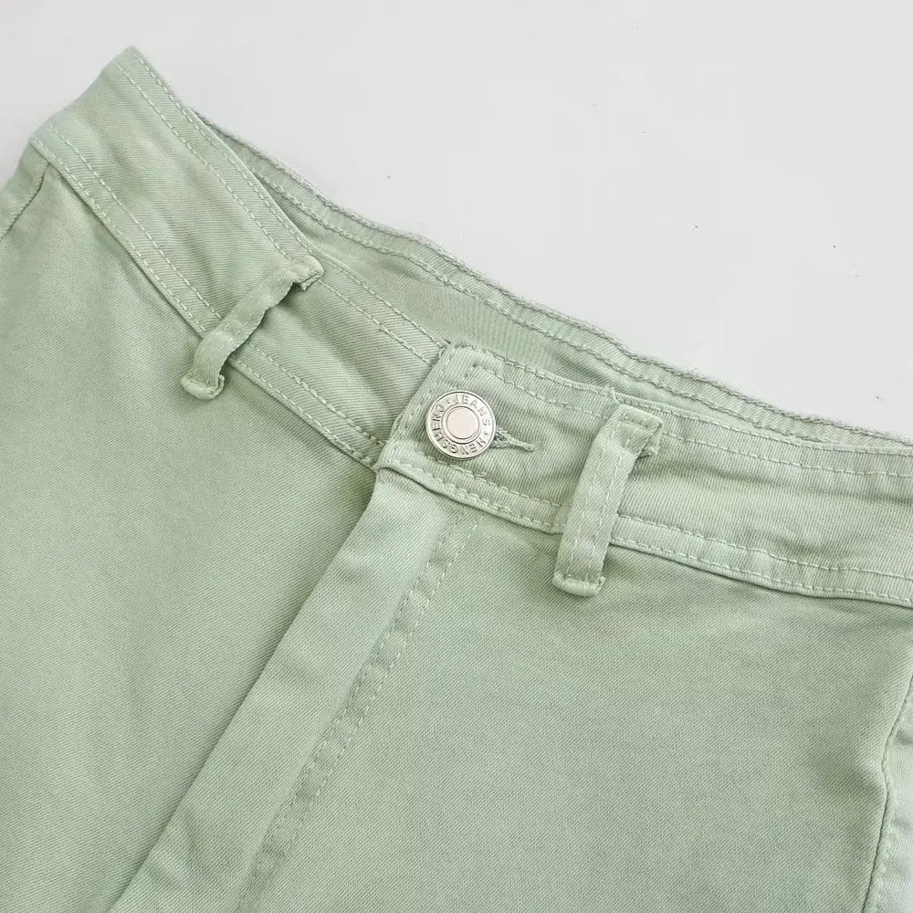 بنطلون جينز نسائي جديد 2023 عالي الجودة وعصري بخصر عالٍ وساق واسعة مستقيمة