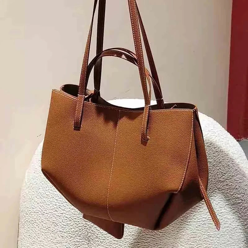 حقيبة نسائية فاخرة بتصميم دلو من الجلد بسعة كبيرة، حقيبة كروس بودي كاجوال واسعة النطاق للنساء 