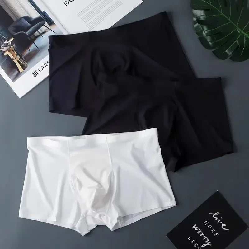 3 قطع ملابس داخلية رجالية عالية الجودة من الحرير الجليدي صيفية رقيقة قابلة للتنفس بدون درزات سراويل داخلية مثيرة للرجال مقاس كبير 