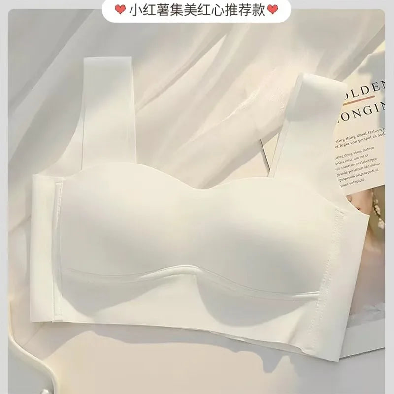 قطعة واحدة من حمالة الصدر المريحة للنساء من الحرير الجليدي الصيفي على شكل صدرية ملابس داخلية للفتيات بدون أسلاك مجمعة قطعة واحدة حمالة صدر رافعة للأعلى 