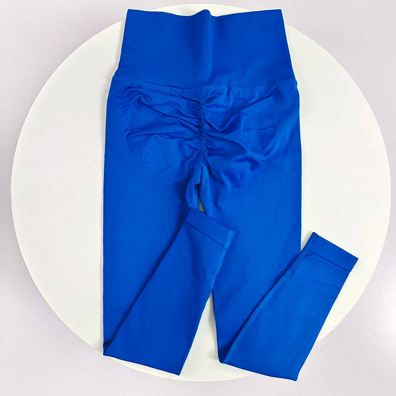 [سراويل يوجا بدون درزات] سراويل يوجا مرنة عالية بدون درزات - سراويل رياضية سريعة الجفاف للنساء - خصر مرتفع سادة R 