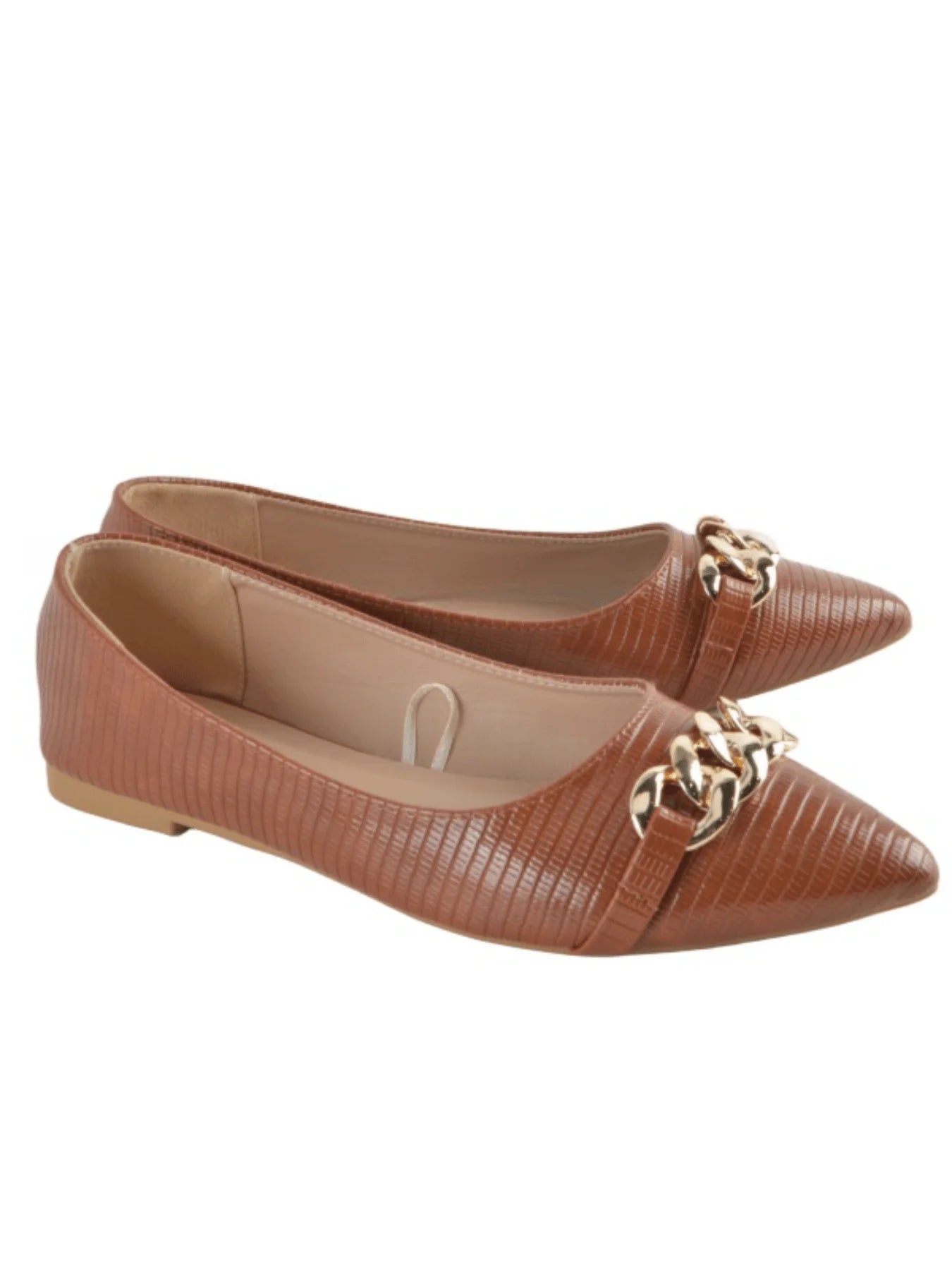حذاء نسائي مسطح سهل الارتداء مزين بسلسلة أنيقة مناسب للمكتب والمناسب للخارج 