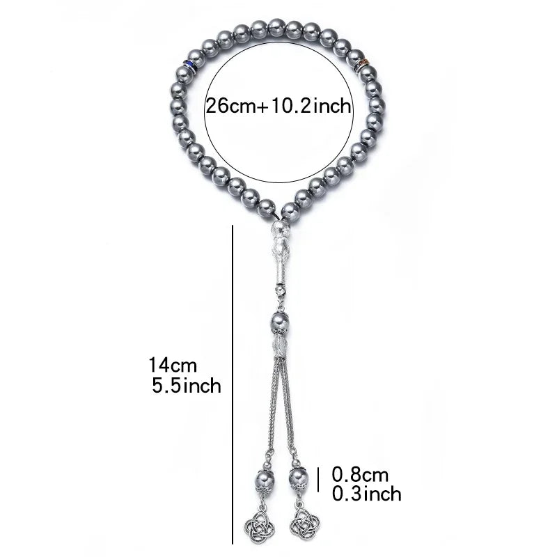 مسبحة صلاة إسلامية جديدة مقاس 8 سم، 33 حبة سوداء من حصوات المرارة، خرز تسبيح إسلامي، خيط عربي، إكسسوارات مهرجانات للرجال والنساء في تركيا 