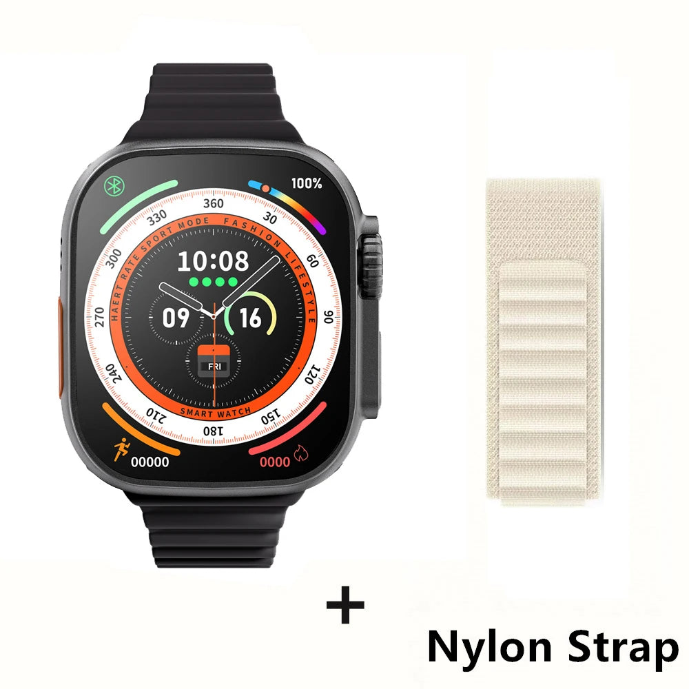 لساعة Apple الذكية 10 ultra x 3 Pro MAX Gen2 مقاس 49 مم وشاشة AMOLED ومعدل تحديث وشحن لاسلكي للرجال والنساء للرياضة 