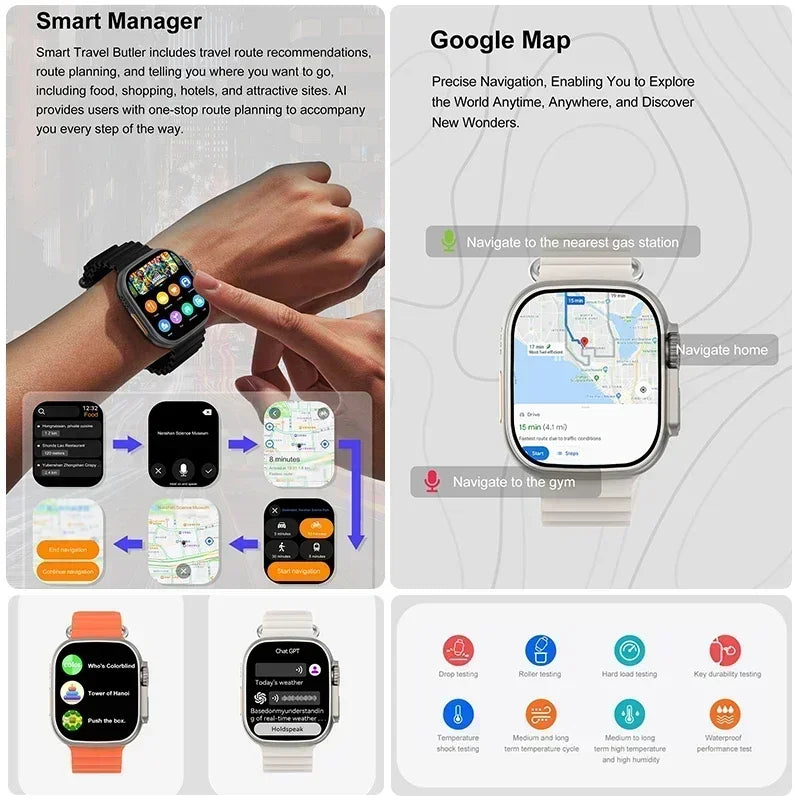 ساعة ذكية DT Ultra 3 Pro جديدة لعام 2025 مزودة بنظام تحديد المواقع العالمي (GPS) من جوجل وذاكرة 32 جيجابايت وموسيقى وفيديو وNFC وبلوتوث ومكالمات مقاومة للماء تعمل بنظامي Android وiOS 