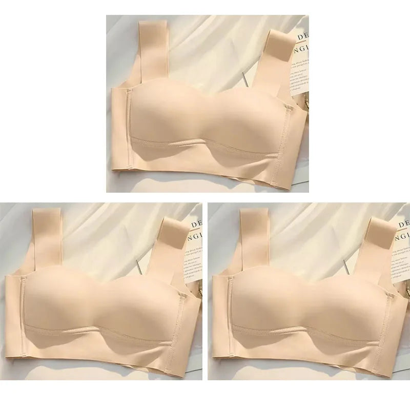 3 قطع حمالة صدر مريحة للنساء صيفية من الحرير الجليدي على شكل صدرية ملابس داخلية للبنات بدون أسلاك مجمعة قطعة واحدة حمالة صدر رافعة للأعلى 