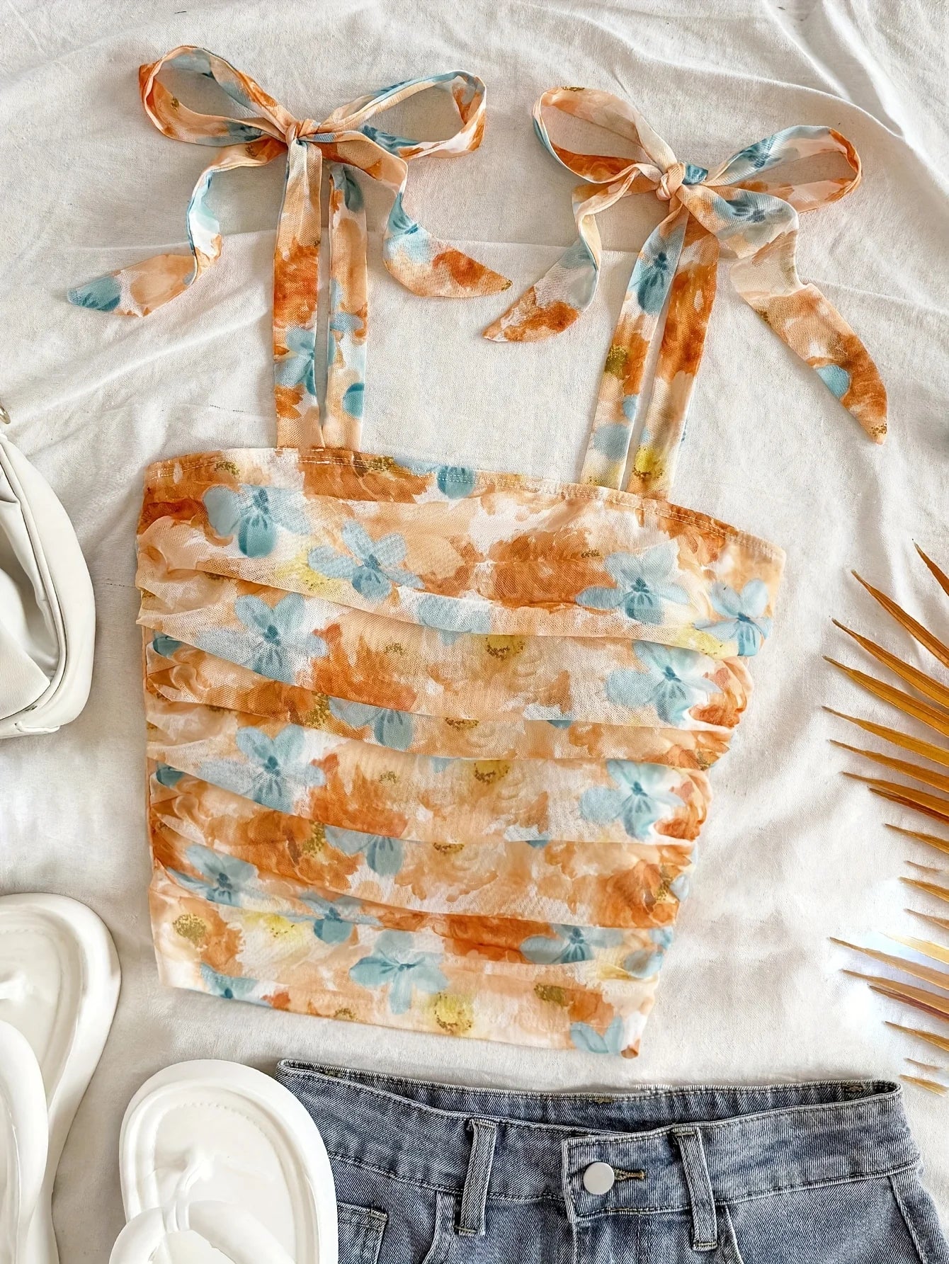 بلوزة قصيرة ضيقة بكتف مكشكش وحمالات عريضة، ملابس نسائية صيفية 2025، ملابس Y2K، بلوزة كاميس وردية مكشوفة الظهر، ملابس الشارع 