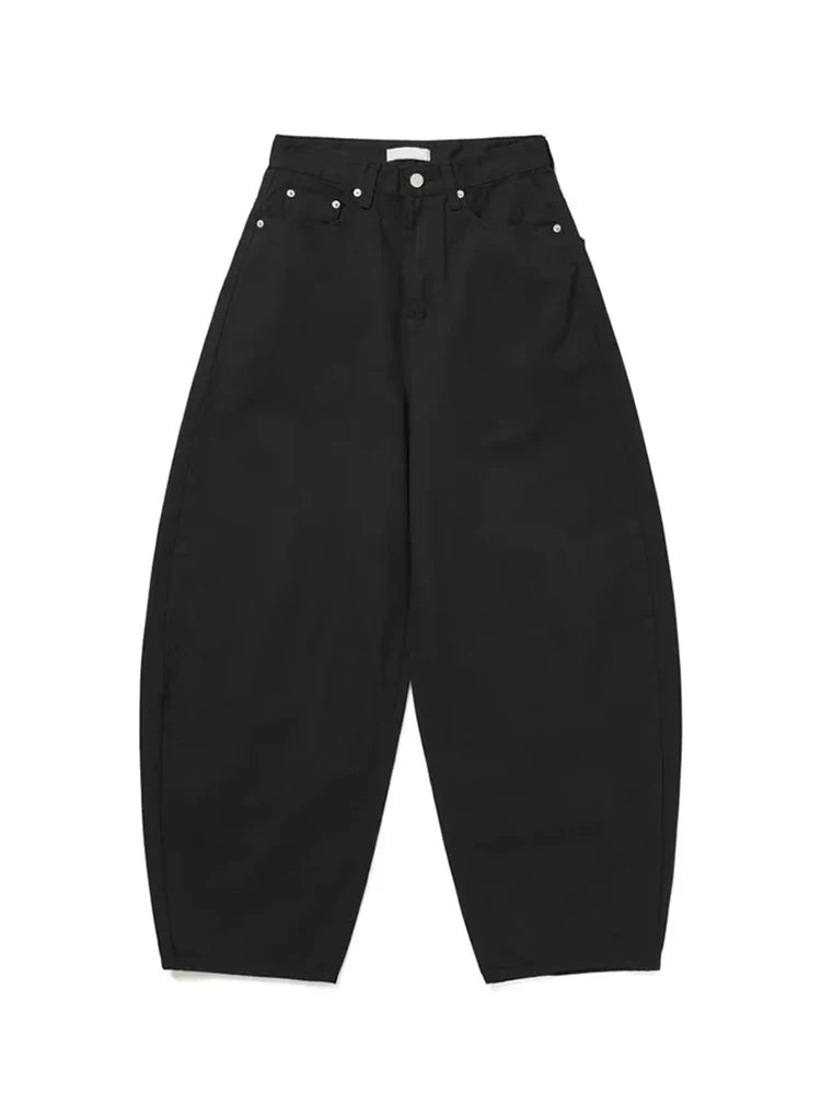 بنطلون جينز نسائي فضفاض بتصميم عقدة من قماش الدنيم، جديد للربيع، بنطلون كاجوال بخصر عالٍ وساق واسعة، لون نقي